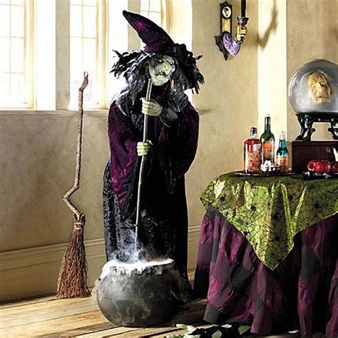 Spook Your Neighbors with a Realistic Witch Stirring Cauldron Animatronic